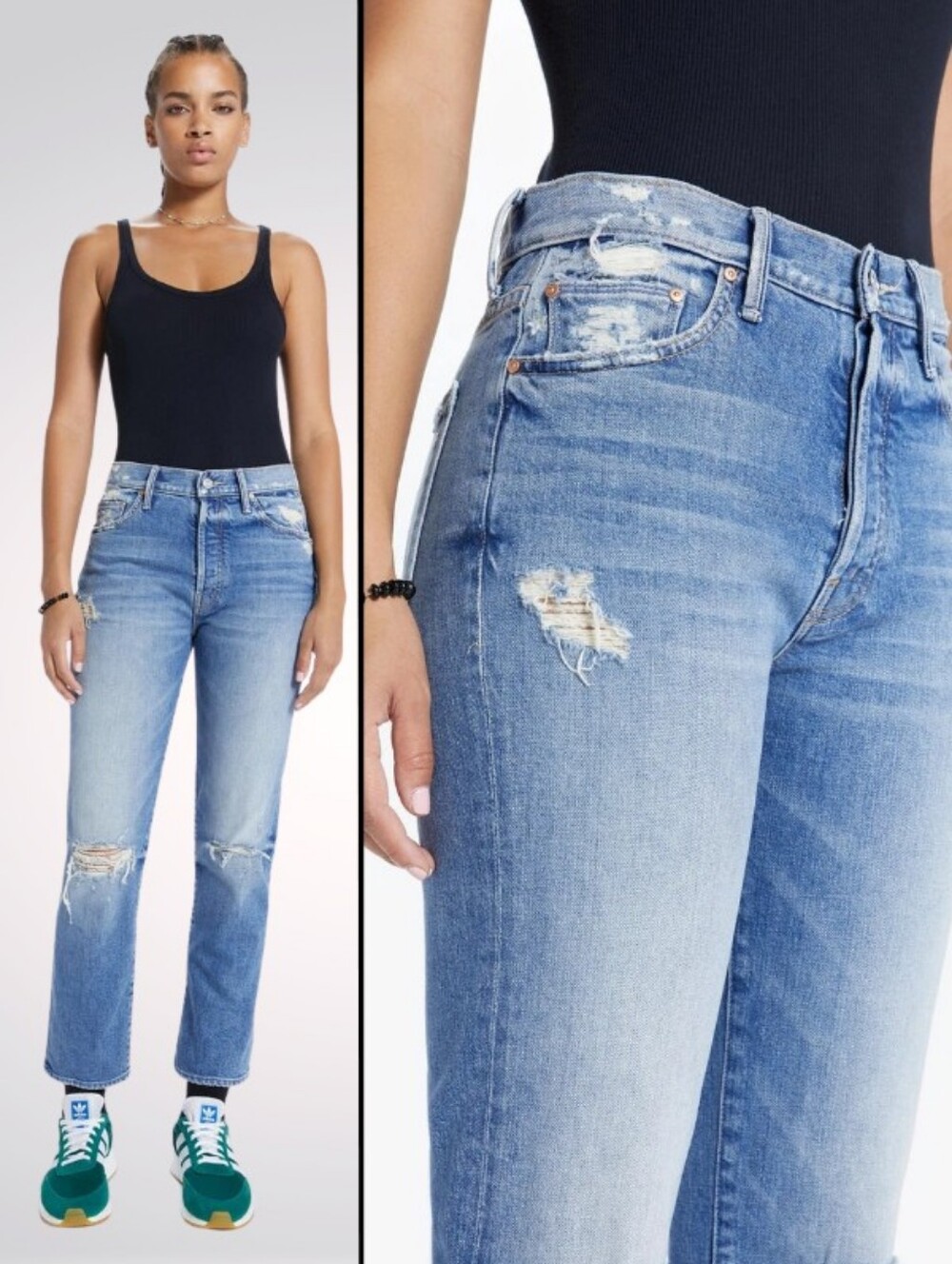 MOTHER Superior The Trickster Ankle Jeans On Holy Ground Blue Distressed Size 26